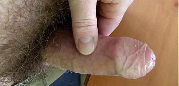  Playing with my hard uncut cock